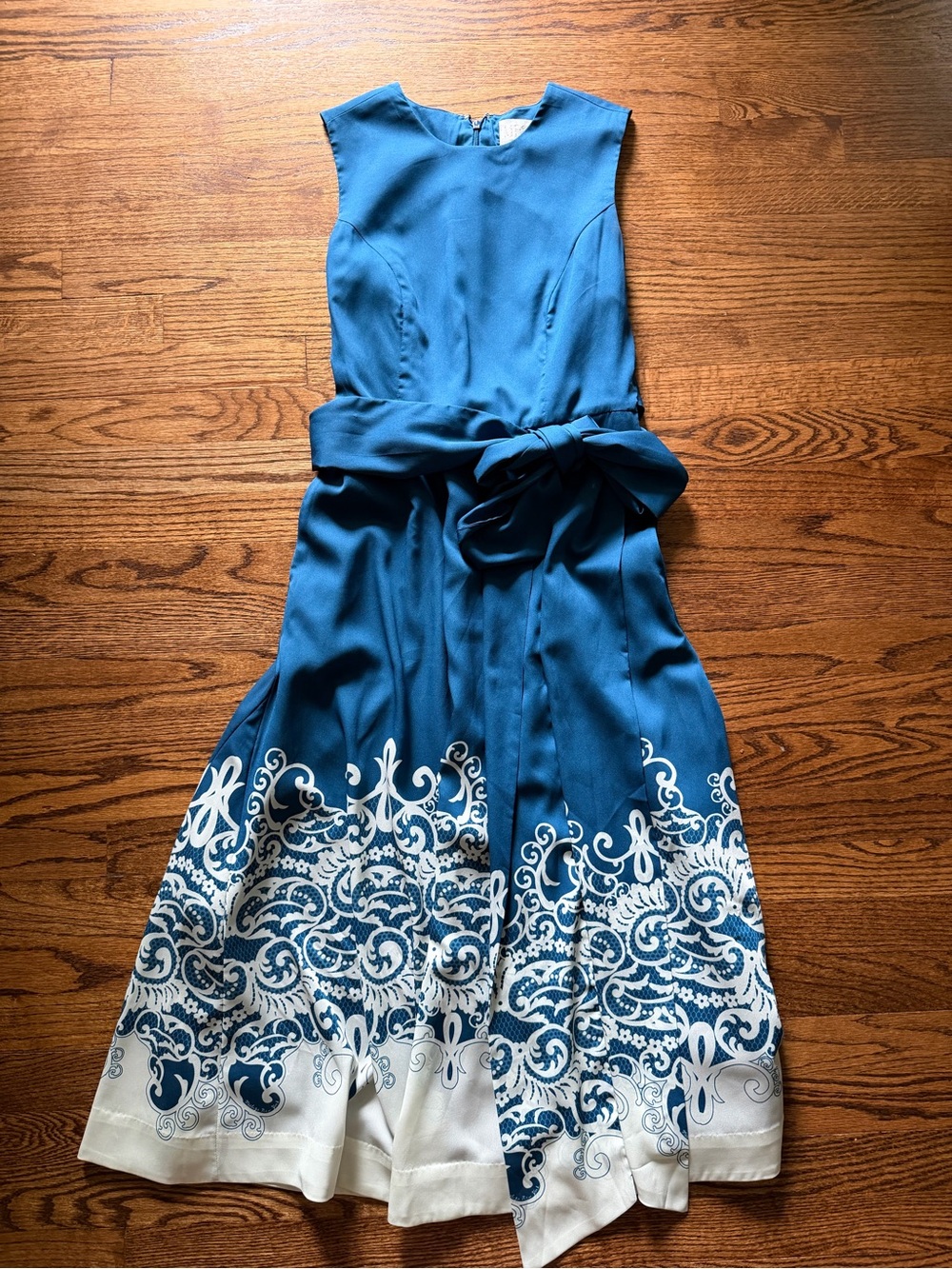 Mestiza Nolita Wrap Midi Dress Midnight Chantilly Blue Ivory Size S - Picture 3 of 6